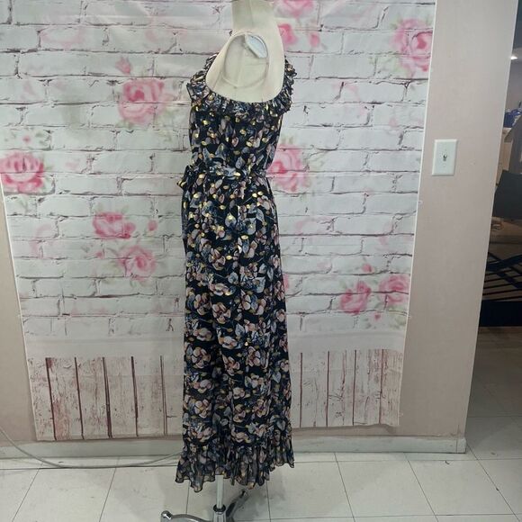 Dalia MacPhee Women's One Shoulder Tie Waist Floral Flowy Dress Multicolor M - Picture 9 of 13